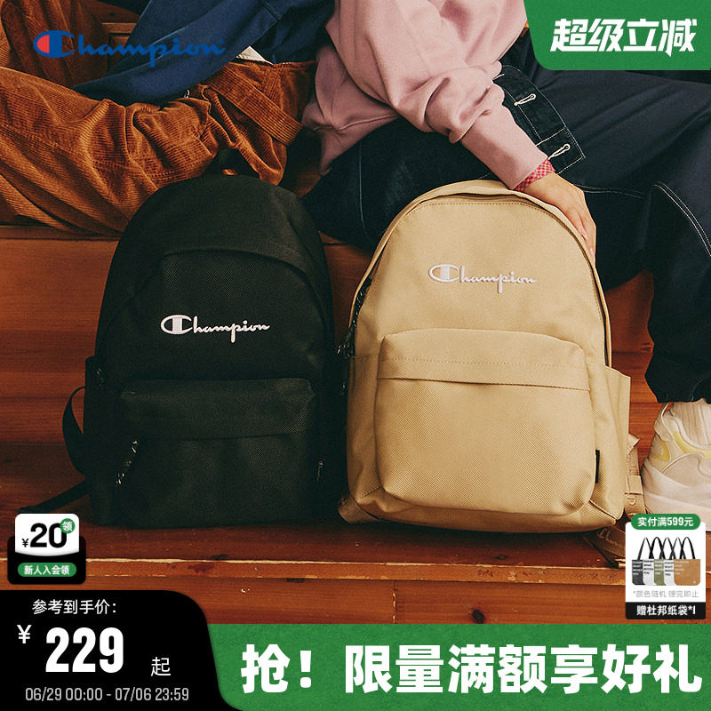 Champion冠军双肩包春季女时尚背包大容量书包男旅行包运动包字母