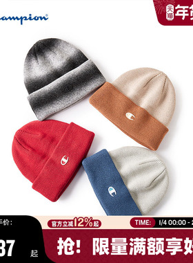 Champion冠军针织帽25秋冬新款时尚毛线帽男暖暖舒芙蕾女红色冷帽