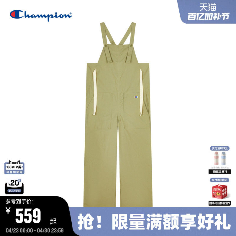 Champion冠军背带裤女秋季新款休闲刺绣连体裤简约长裤复古潮