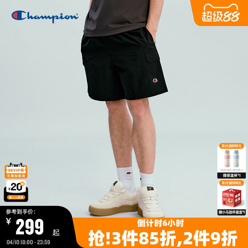 Champion冠军短裤男夏季2026春季新款工装裤美式夏季休闲运动裤黑