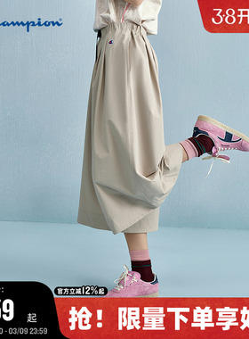 Champion冠军休闲阔腿裤女2026春季工装7分裤长裤a字宽松裙裤潮牌