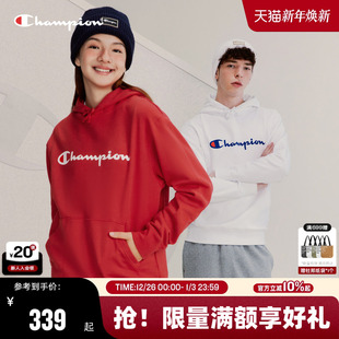 Champion冠军卫衣春秋款 潮牌休闲套头圣诞上衣 纯棉红色上衣美式