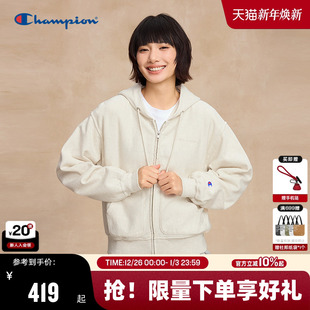 气少女风纯棉外套拉链开衫 小元 新款 Champion冠军连帽卫衣女25秋季