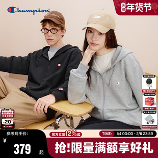 Champion冠军情侣连帽卫衣男春秋款拉链开衫女休闲外套简约韩系