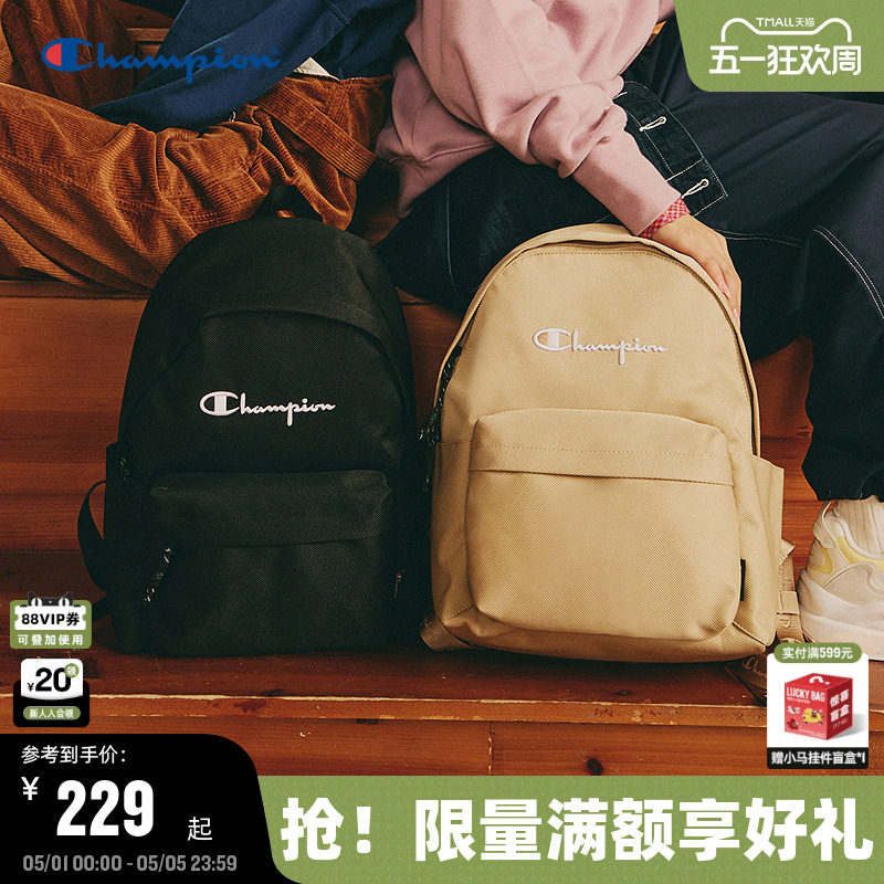 Champion冠军双肩包春季女时尚背包大容量书包男旅行包运动包字母