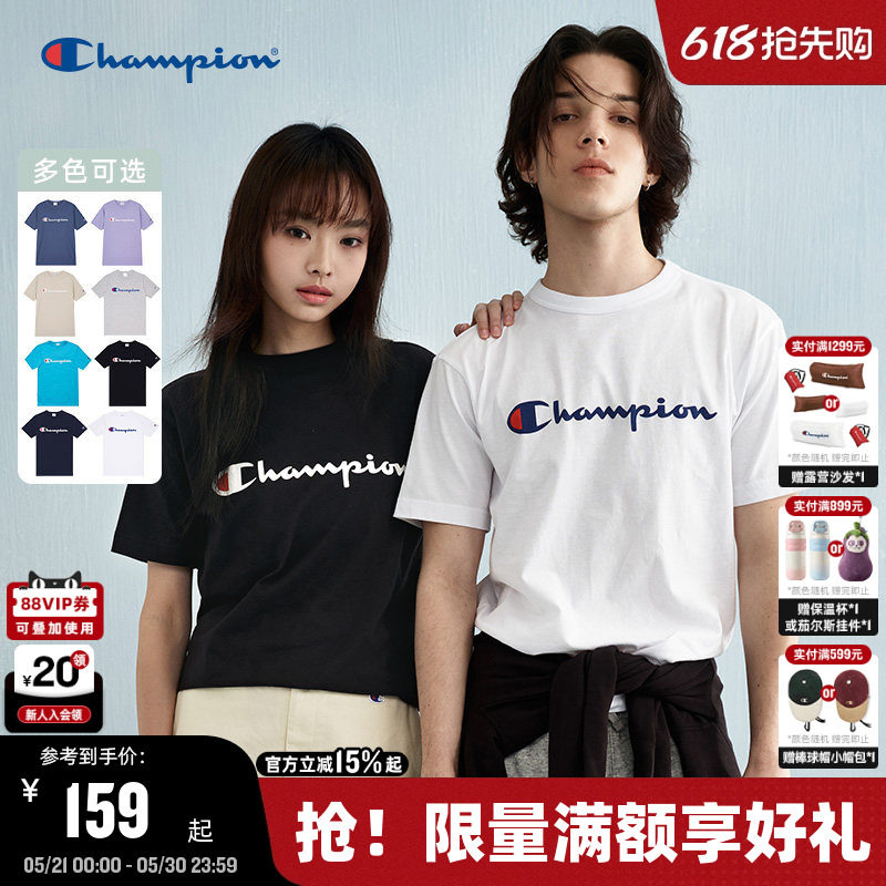 Champion冠军短袖T恤男2026夏季新款休闲宽松上衣女圆领美式潮牌