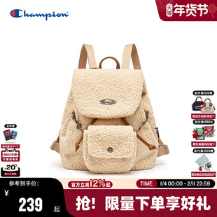 Champion冠军小型双肩包25冬季新款墩墩包女背包毛绒书包男旅行包