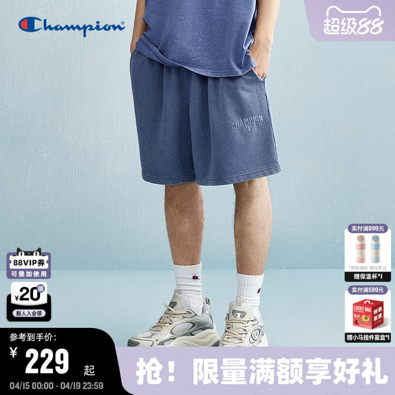 Champion冠军2025夏季新款水洗做旧短裤男美式复古风休闲运动裤女