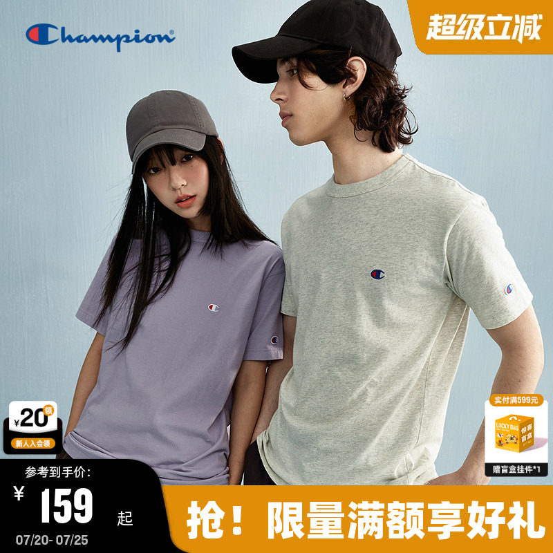 Champion冠军T恤纯棉情侣2026夏季新款男刺绣小C短袖显瘦美式潮牌