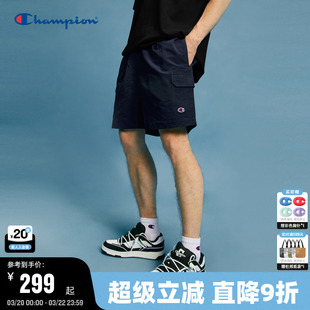 Champion冠军短裤男夏季2026春季新款工装裤美式夏季休闲运动裤黑