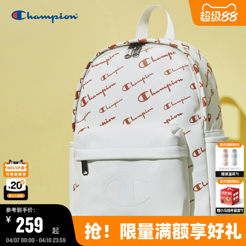 Champion冠军双肩包春季女大容量情侣老花时尚通勤背包男校园书包