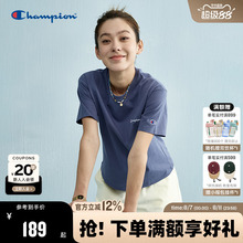 Champion冠军短袖T恤女士2025夏季新款纯棉圆领刺绣宽松休闲夏季