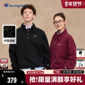 Champion冠军情侣加绒卫衣男2025冬季 新款 立领潮牌红色半扣上衣女