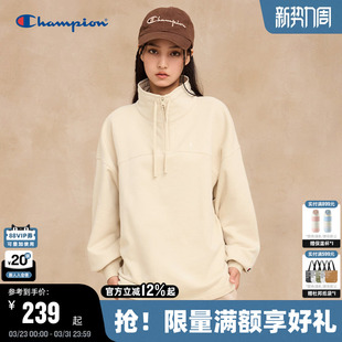 Champion冠军立领卫衣女25冬季 半拉链休闲刺绣都市运动秋格调 新款