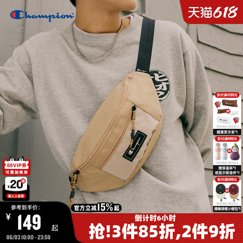 Champion冠军单肩胸包女贴布时尚休闲斜挎包男潮牌运动腰包手机包