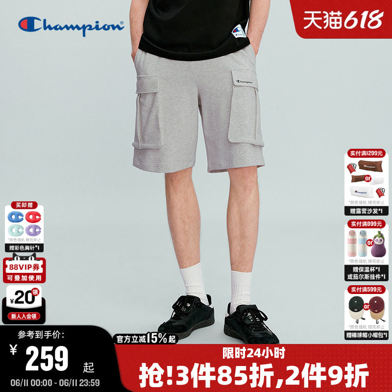 Champion冠军工装裤男2026夏季新款五分短裤大口袋黑色休闲风潮女