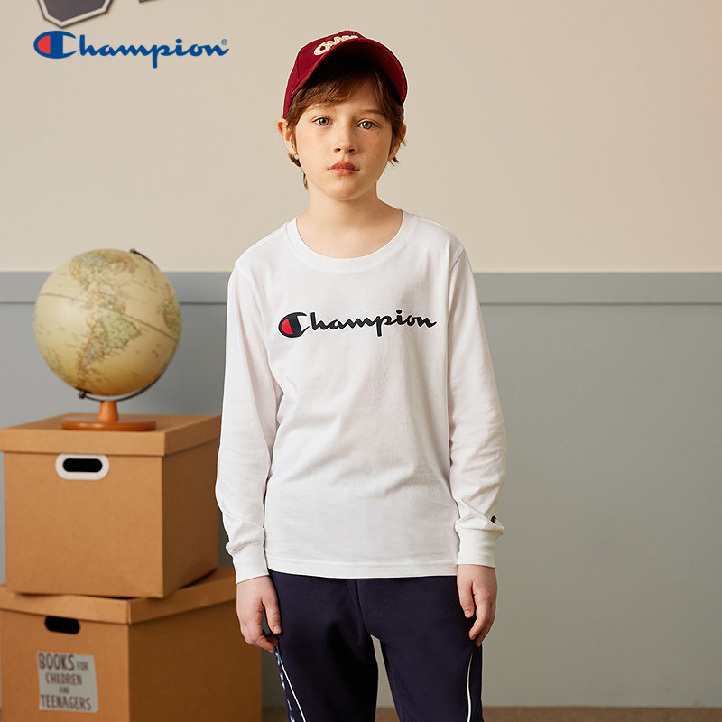 Champion冠军儿童装25秋季新款男女大小童经典LOGO长袖圆领T恤潮,童装/婴儿装/亲子装,T恤,淘宝优惠券,粉丝福利购,淘宝优惠卷