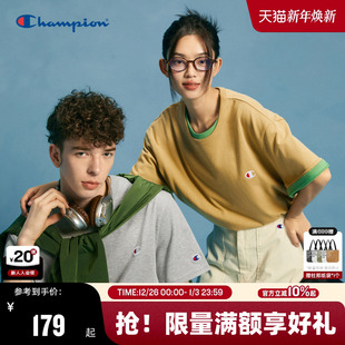 多巴胺上衣女夏季 Champion冠军情侣短袖 t恤男纯棉休闲运动25夏季