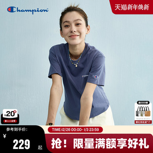 纯棉圆领刺绣宽松休闲夏季 新款 T恤女士2025夏季 Champion冠军短袖