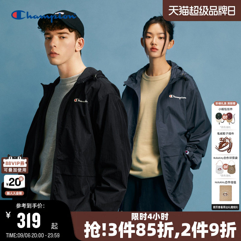 Champion冠军胶印草写logo夹克男图片