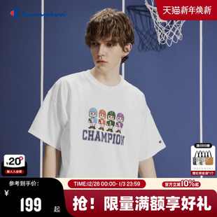 Champion冠军短袖 官方橄榄球系列趣味印花纯棉上衣 T恤夏季