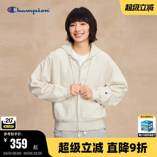 Champion冠军连帽卫衣女25秋季 小元 气少女风纯棉外套拉链开衫 新款