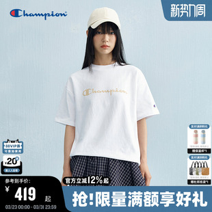 潮牌休闲短款 新款 T恤显瘦纯棉运动风 女夏季 Champion冠军短袖