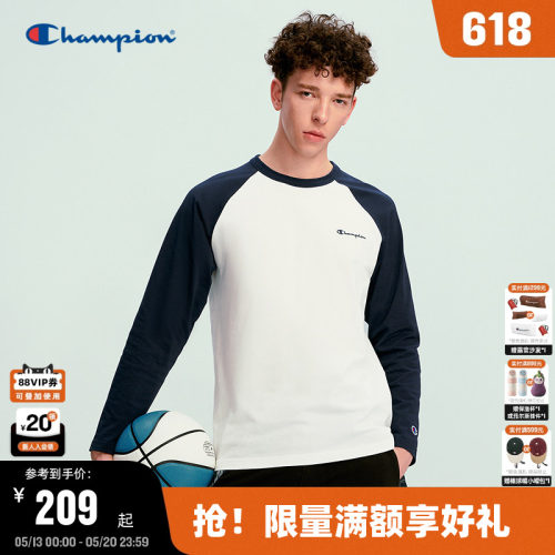 Champion冠军情侣插肩袖长袖T恤