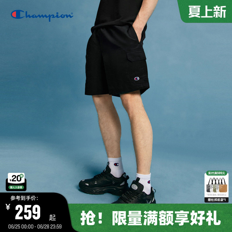 Champion冠军短裤男夏季2026夏季新款工装裤美式夏季休闲运动裤黑