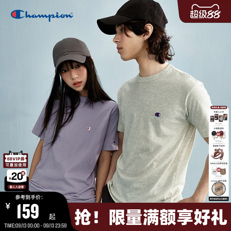 Champion冠军短袖情侣纯棉T恤图片