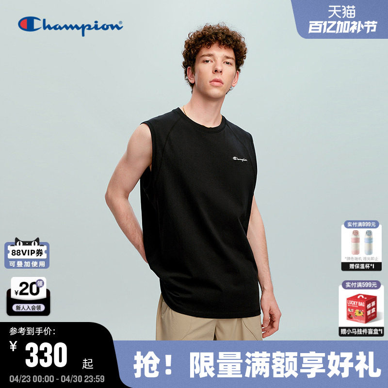 Champion冠军无袖T恤男2026夏季新款印花图案刺绣logo纯棉背心女