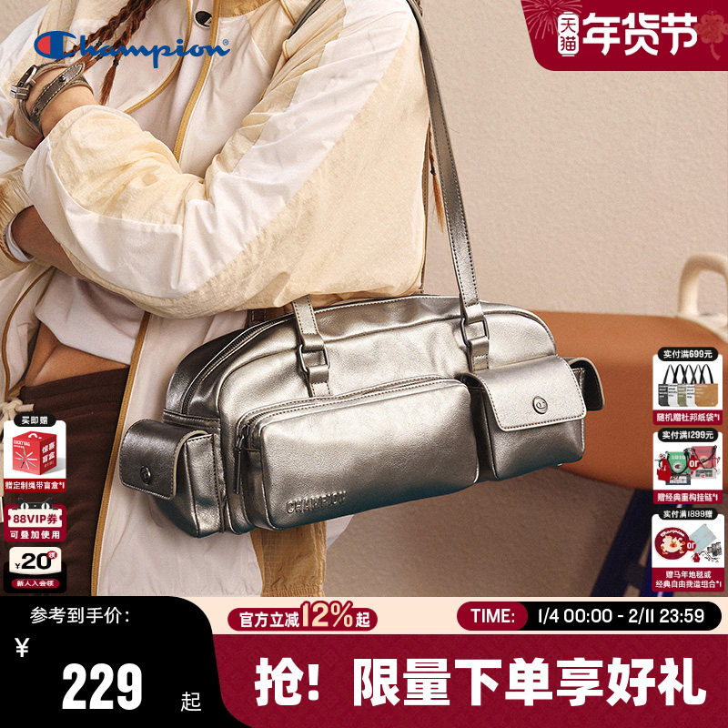 Champion冠军单肩包女25秋冬新款法棍包情侣休闲通勤枕头波士顿包,箱包皮具/热销女包/男包,腋下包,淘宝优惠券,粉丝福利购,淘宝优惠卷