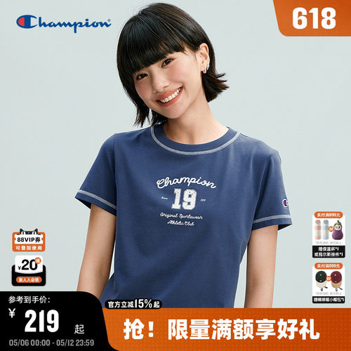 Champion短袖T恤圆领甜美风女款