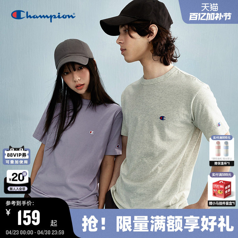 Champion冠军T恤纯棉情侣2026夏季新款男刺绣小C短袖显瘦美式潮牌