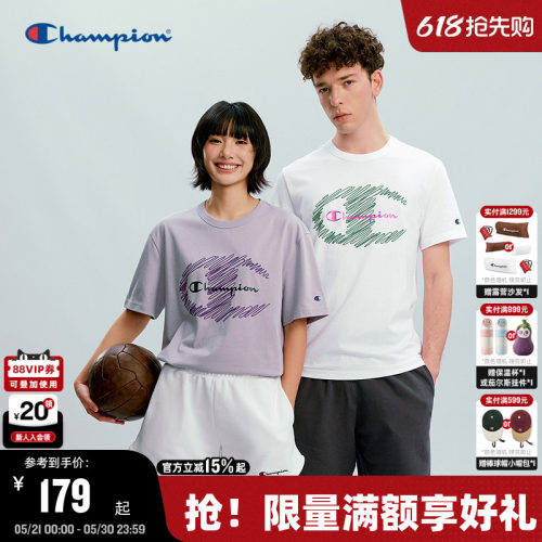 Champion冠军涂鸦印花短袖t恤