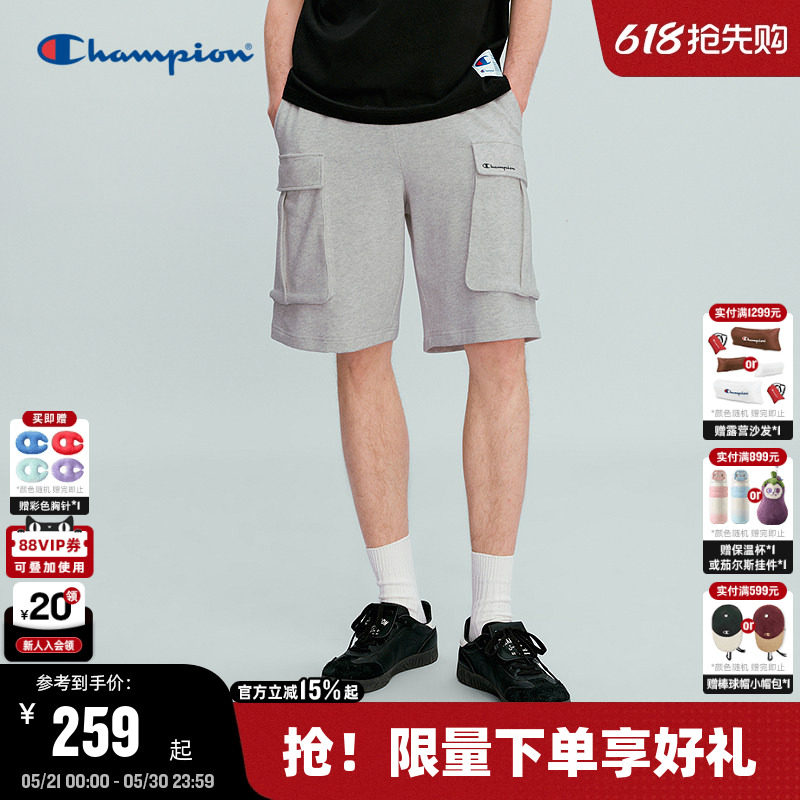 Champion冠军工装裤男2026夏季新款五分短裤大口袋黑色休闲风潮女
