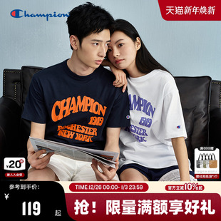 情侣纯棉圆领印花宽松休闲女 新款 Champion冠军短袖 t恤男2025夏季