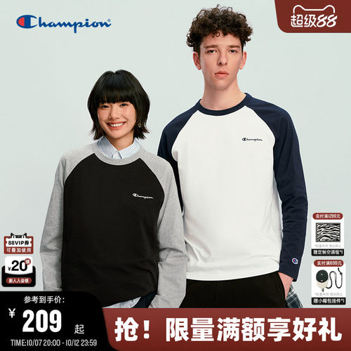 Champion冠军情侣插肩袖长袖T恤