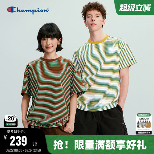 Champion复古条纹短袖T恤