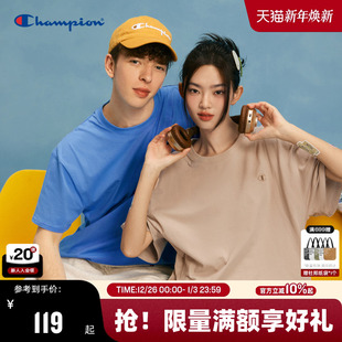 休闲宽松夏季 新款 刺绣上衣纯棉 t恤情侣2025夏季 Champion冠军短袖