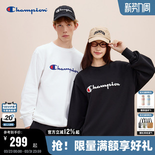 Champion冠军情侣卫衣男春秋款 纯棉潮流运动潮牌 圆领上衣女美式