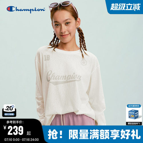 Champion冠军圆领长袖T恤女