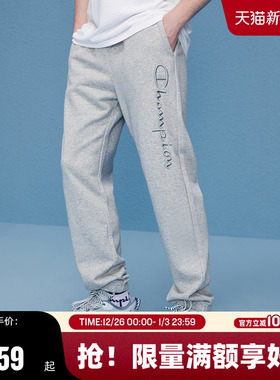 Champion冠军休闲裤男卫裤春秋款季美式刺绣潮流灰色直筒长裤运动