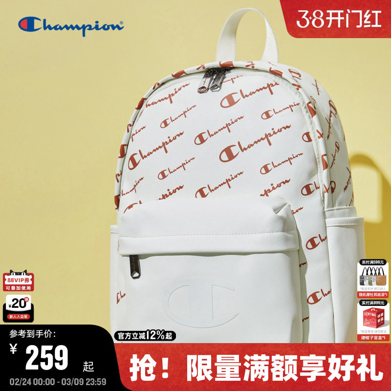 Champion冠军双肩包春季女大容量情侣老花时尚通勤背包男校园书包