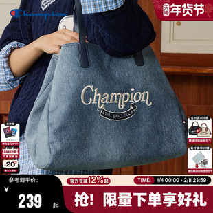 Champion冠军单肩包26春季新款女复古帆布托特包大容量通勤背包男
