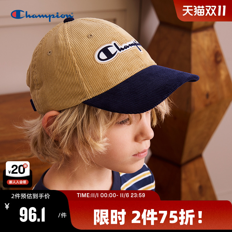 Champion冠军25男女儿童秋季刺绣户外潮流复古学院拼接遮阳棒球帽
