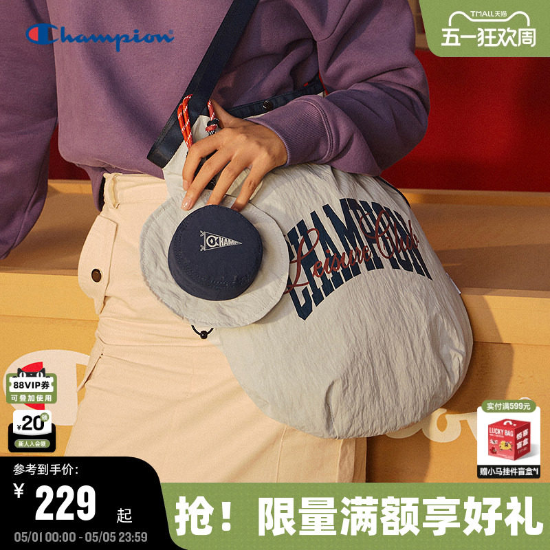 丁禹兮同款Champion冠军单肩托特包女26夏季新款大容量通勤背包男