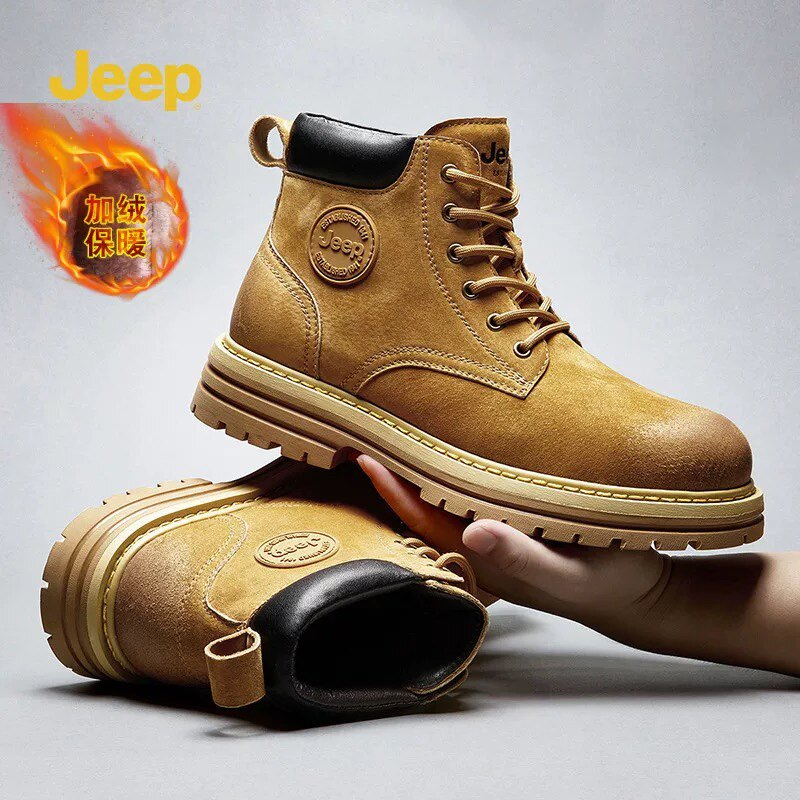 jeep吉普马丁靴男款鞋子冬季新款男鞋加绒雪地靴男女大黄靴情侣款