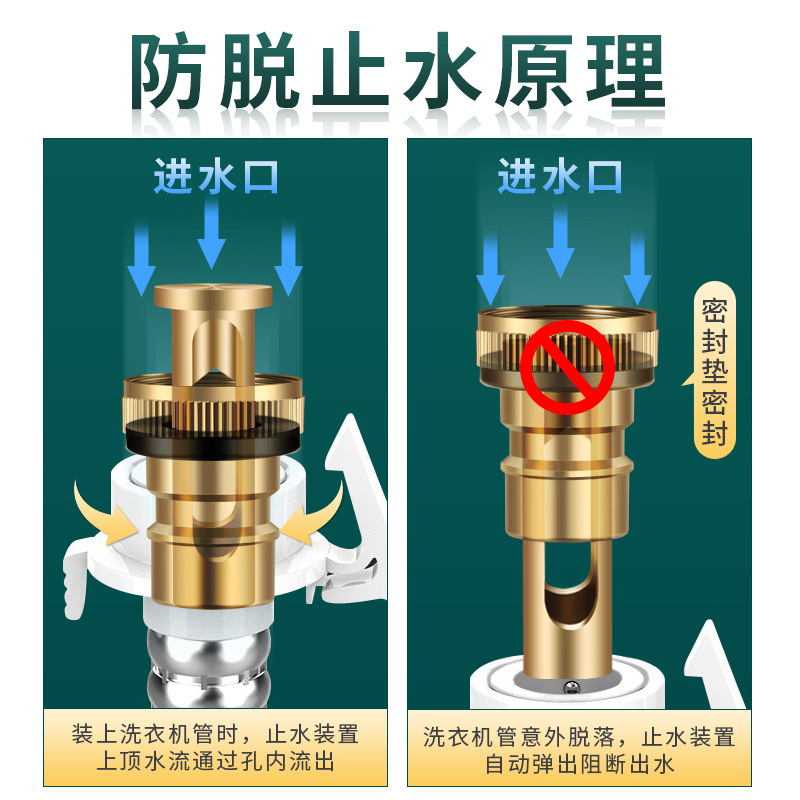 洗衣机水龙头接嘴家用通用卫生间自动水嘴止水杆防脱落转接头4分