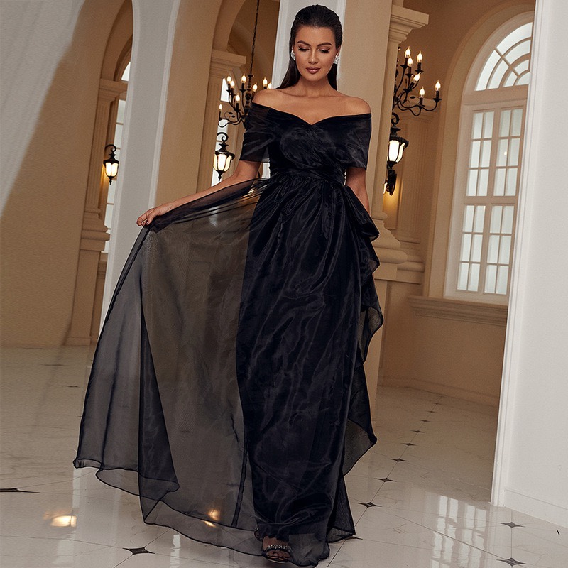 婚礼生日晚礼服 Evening Dress Long A Line Silk Lady Prom Gown
